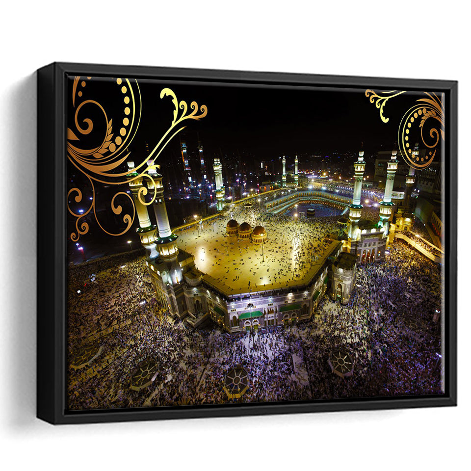 Islamic Prayer Religious Islamic Mosque Mecca Framed Canvas Prints Wall Art Decor, Framed Picture, Floating Frame