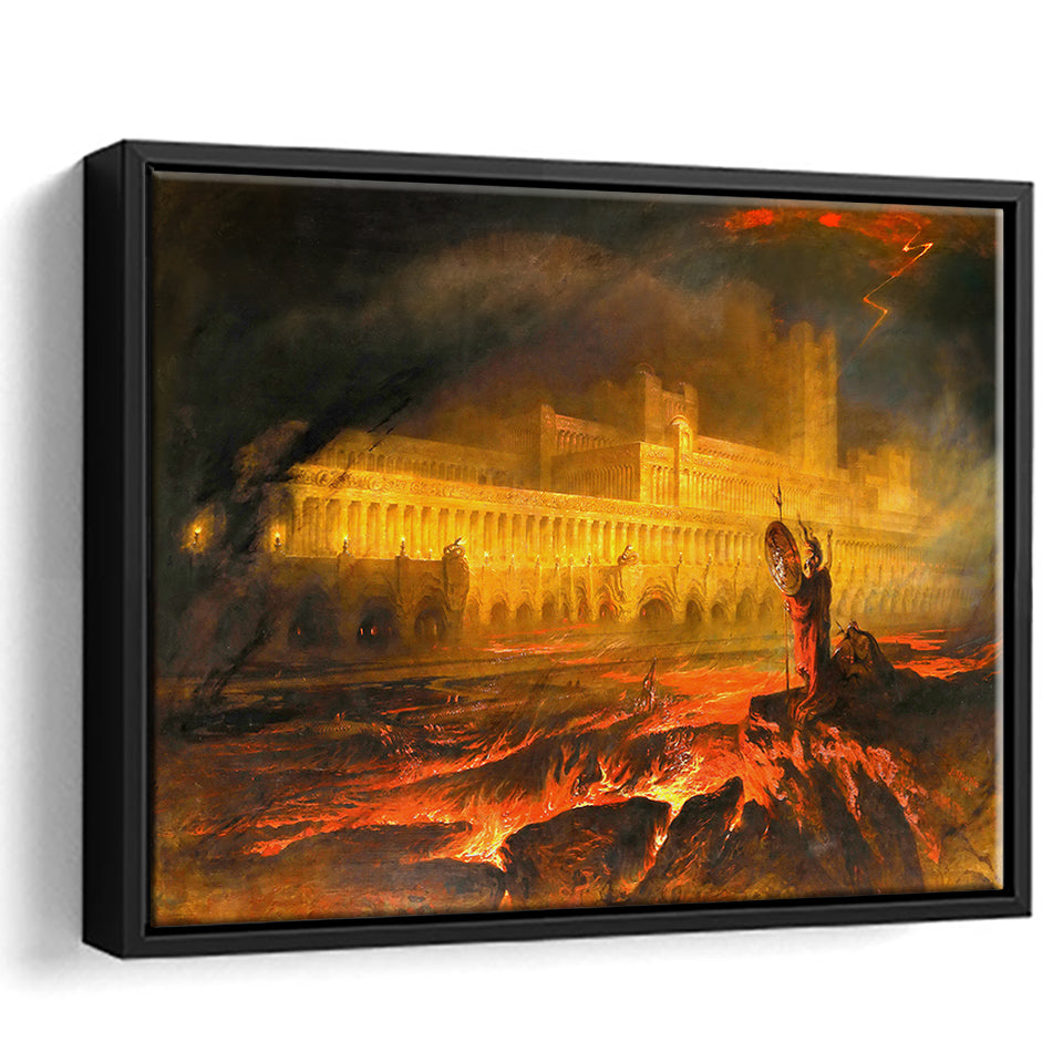 Pandemonium By John Martin, Framed Canvas Prints Wall Art Home Decor,Floating Frame, Ready to Hang