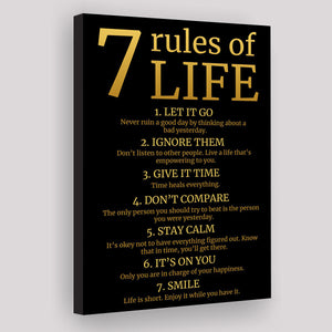 7 Rules Of Life Art Canvas, Motivational Art Canvas Prints Wall Art, Home Living Room Decor, Large Canvas