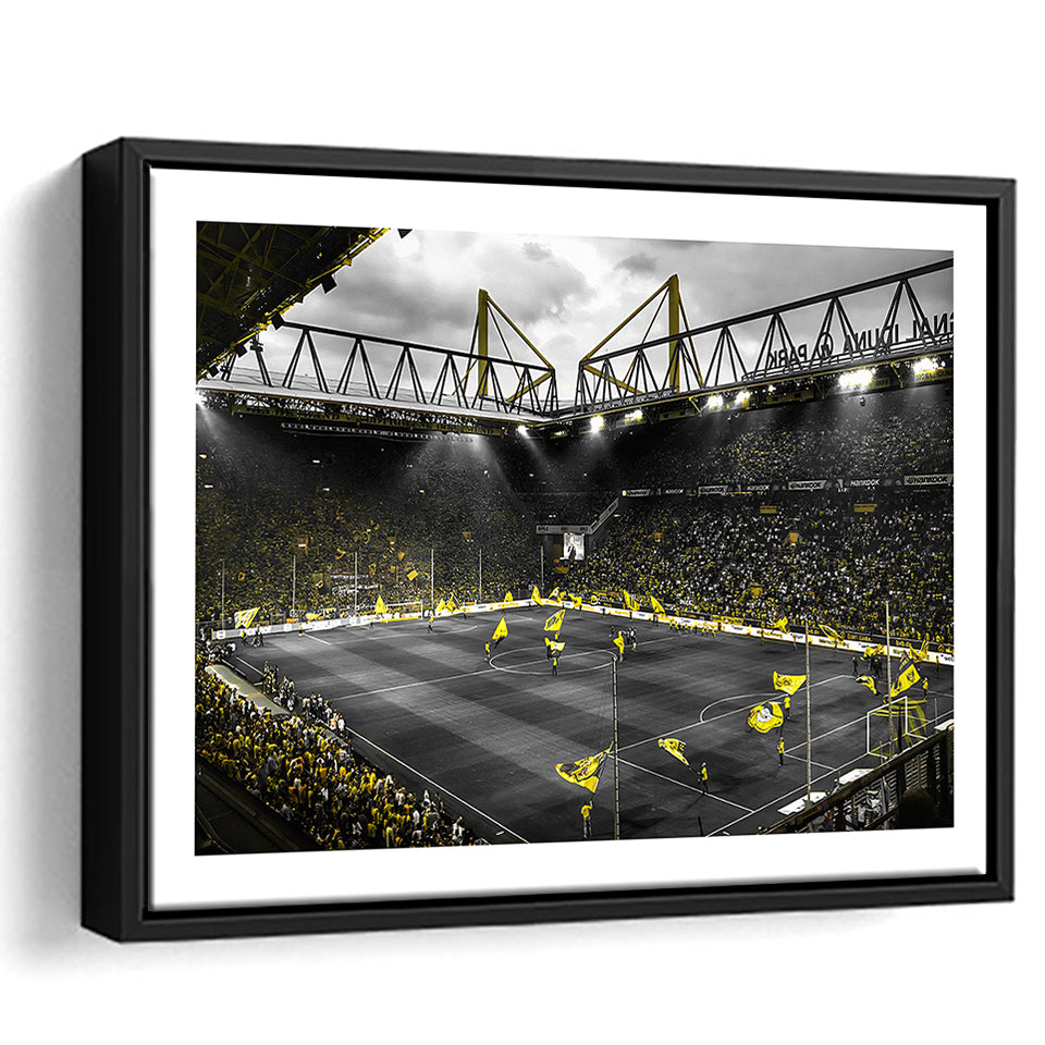 B&W Bvb Borussia Dortmund Signal Iduna Park Stadium Framed Canvas Prints Wall Art - Painting Canvas,Framed Picture,Home Art Wall Decor