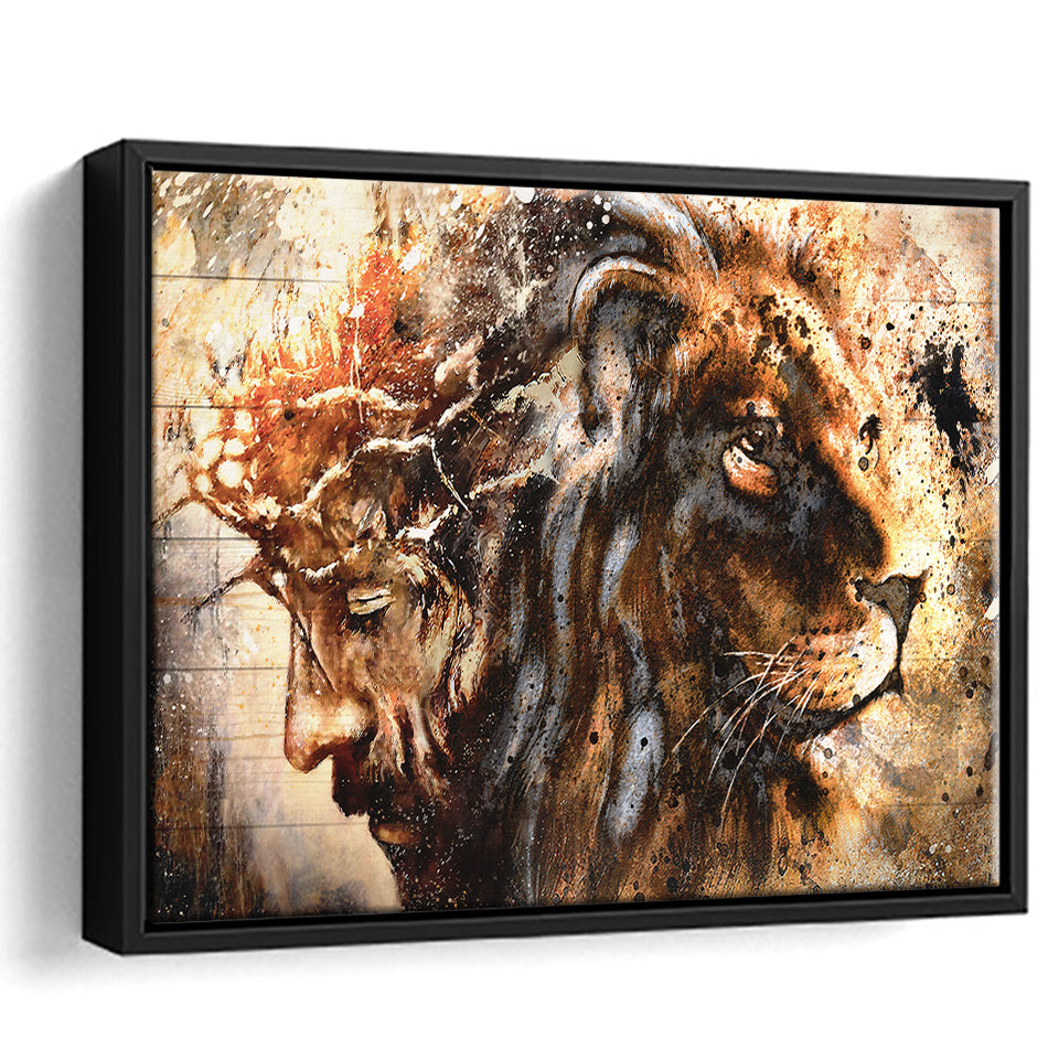 Jesus And Lion Framed Canvas Prints Wall Art - Painting Canvas,Framed Picture,Home Art Wall Decor