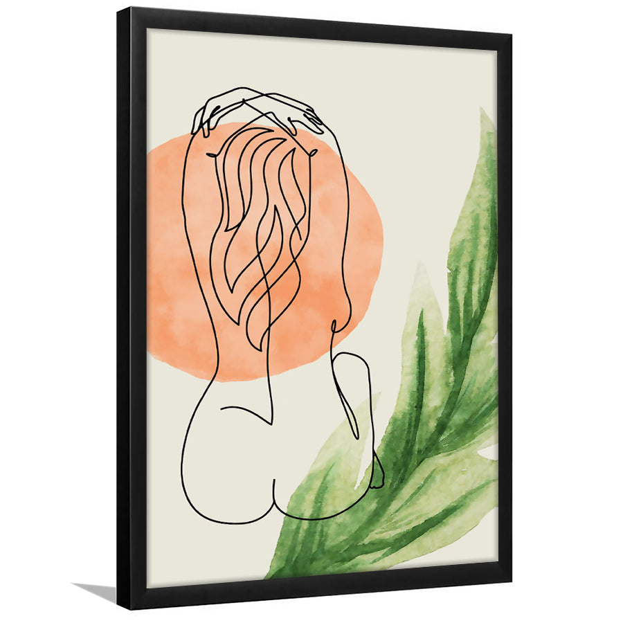 Back Pose Of Lady Bathroom Art Framed Art Prints Wall Decor, Framed Picture, Large Picture
