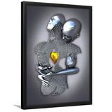 3D Effect Art Art Love Gold Heart Iron Mesh Abstract Art Framed Art Print Wall Decor - Painting Art,Framed Picture,Wall Art