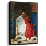 The Tortoise Trainer, Osman Hamdi Painting Framed Canvas Prints Wall Art Home Decor, Floating Frame