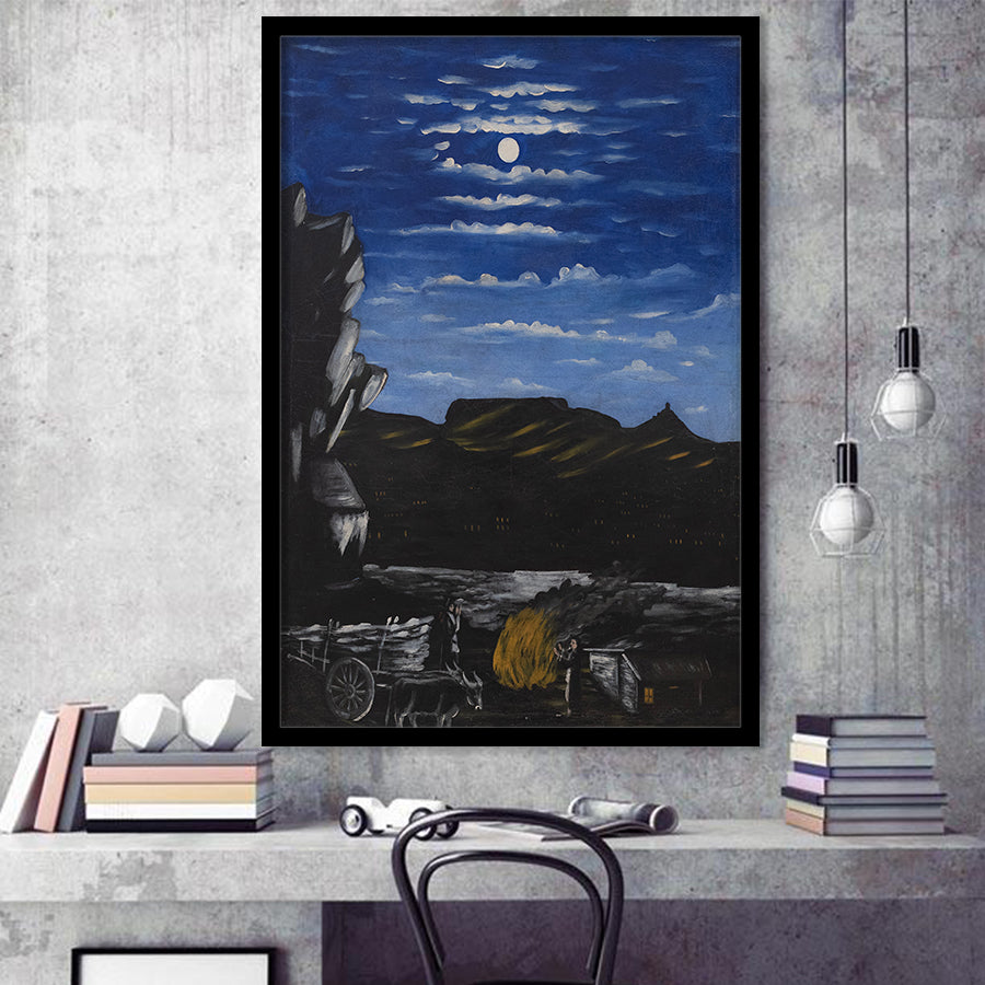Niko Pirosmani Wall Art, Arsenali Mountain At Night, Niko Pirosmani Painting,Framed Art Prints Wall Decor, Picture Framed