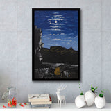 Niko Pirosmani Canvas Wall Art, Arsenali Mountain At Night, Niko Pirosmani Painting,Framed Wall Art Decor, Floating Frame