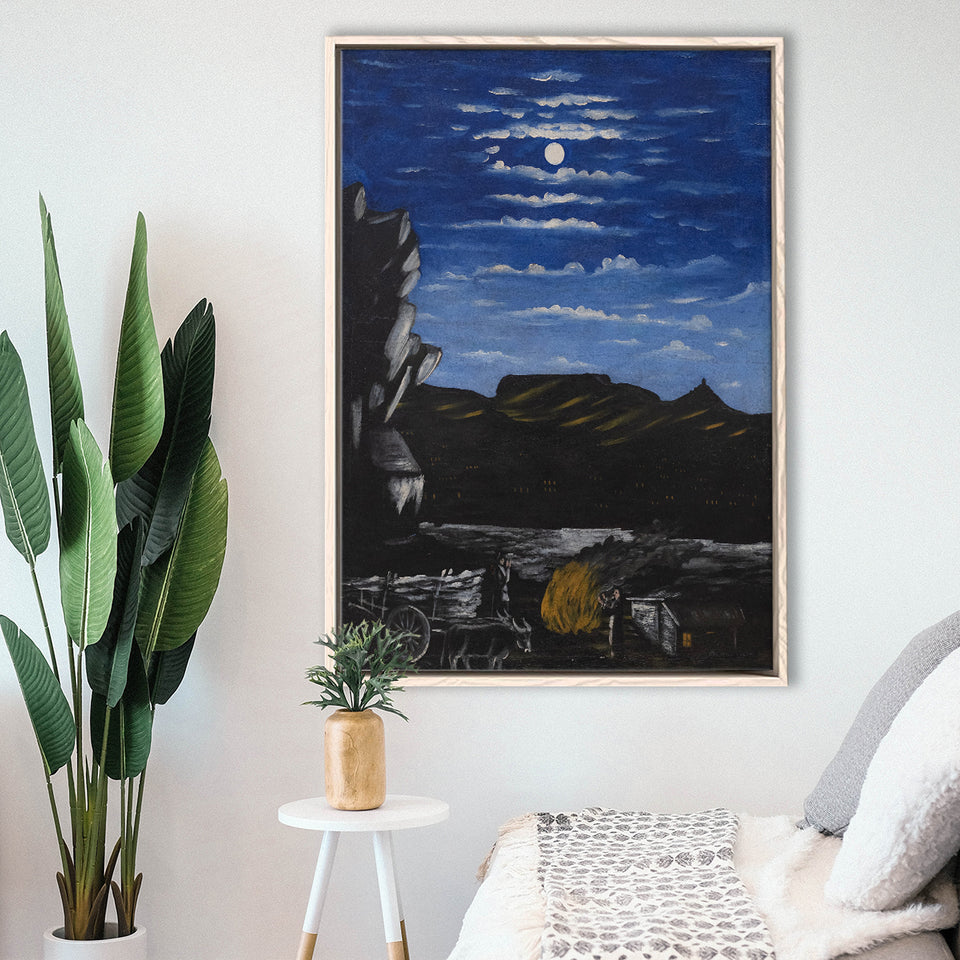 Niko Pirosmani Canvas Wall Art, Arsenali Mountain At Night, Niko Pirosmani Painting,Framed Wall Art Decor, Floating Frame