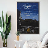 Niko Pirosmani Canvas Wall Art, Arsenali Mountain At Night, Niko Pirosmani Painting,Framed Wall Art Decor, Floating Frame