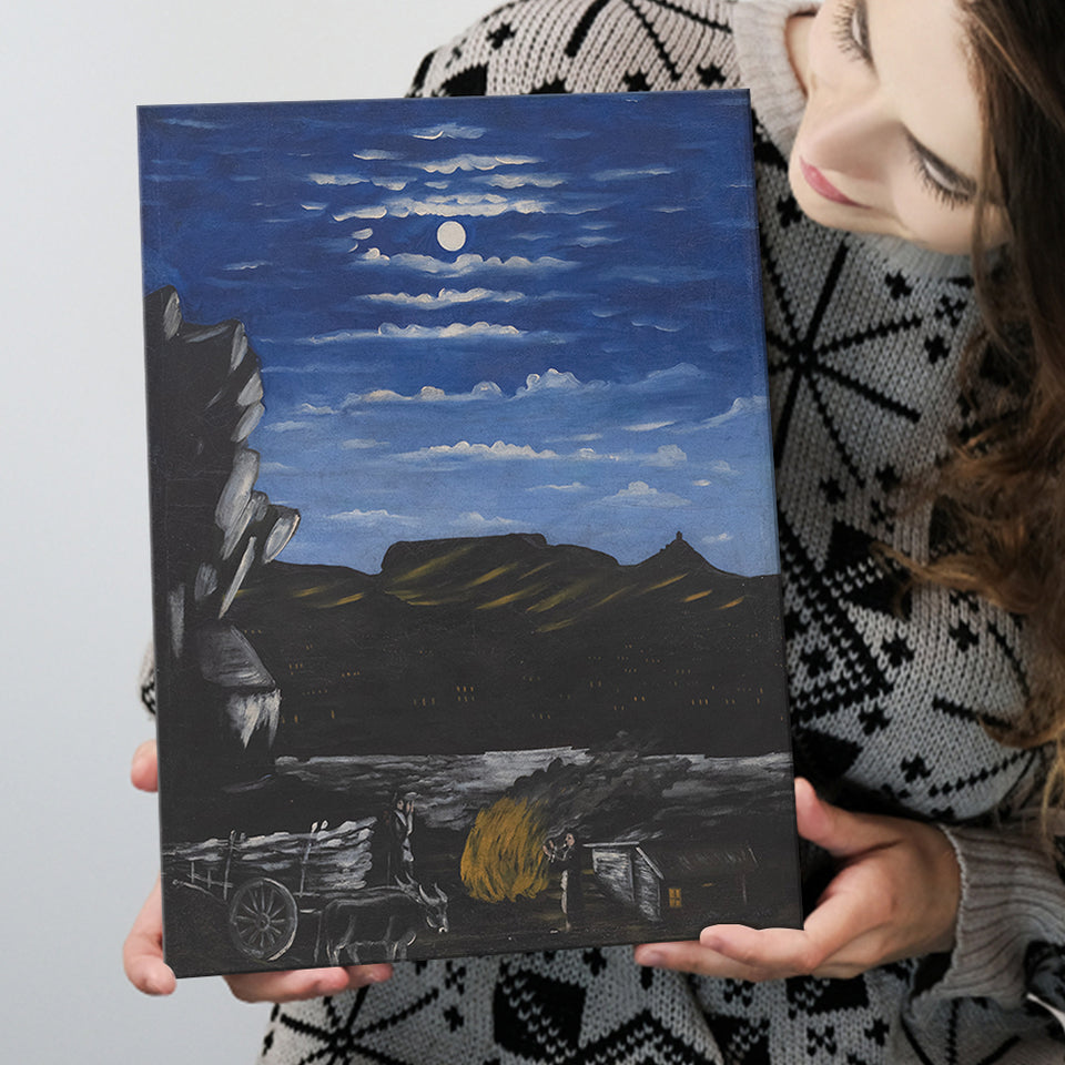Niko Pirosmani Canvas Wall Art, Arsenali Mountain At Night, Niko Pirosmani Painting, Canvas Painting, Canvas Print Wall Art Decor