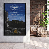 Niko Pirosmani Canvas Wall Art, Arsenali Mountain At Night, Niko Pirosmani Painting,Framed Wall Art Decor, Floating Frame