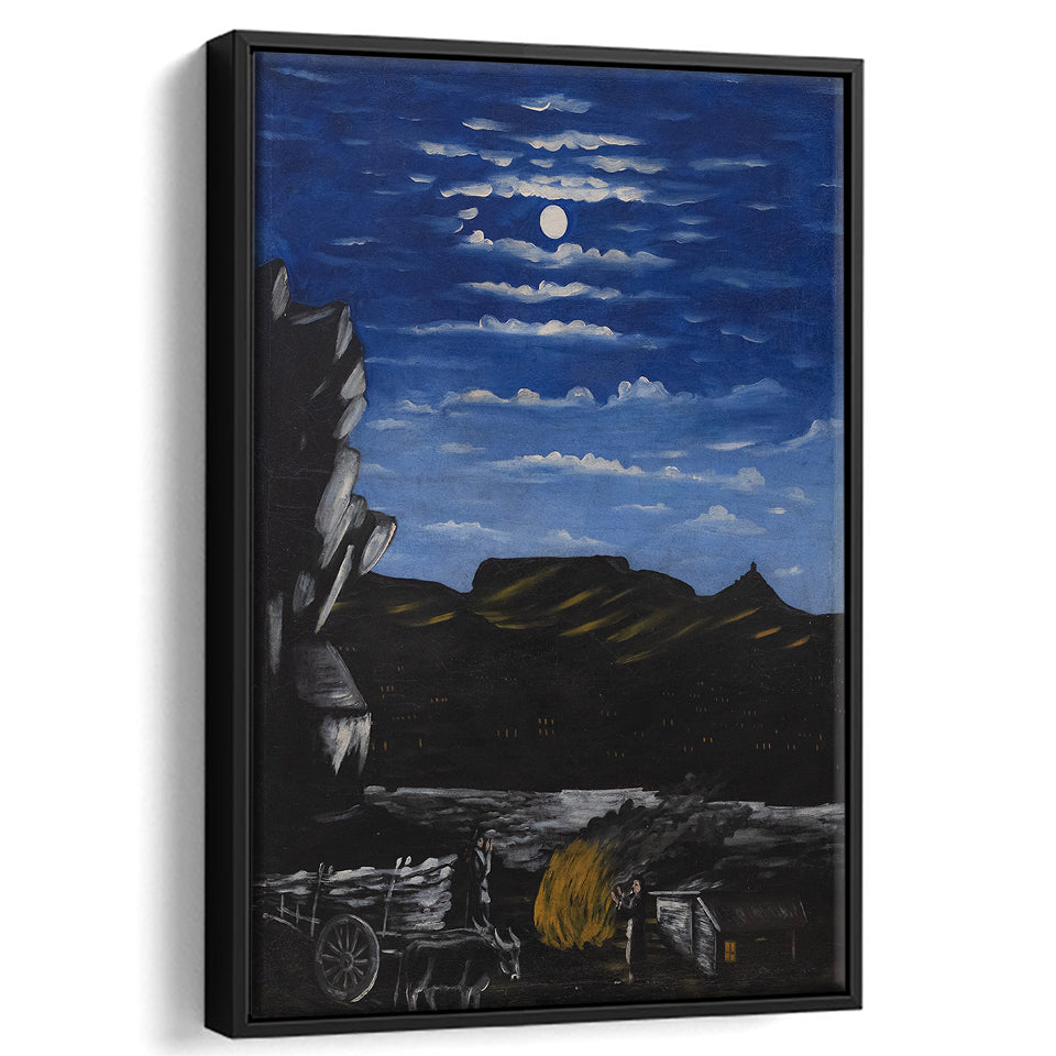 Niko Pirosmani Canvas Wall Art, Arsenali Mountain At Night, Niko Pirosmani Painting,Framed Wall Art Decor, Floating Frame
