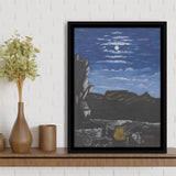 Niko Pirosmani Canvas Wall Art, Arsenali Mountain At Night, Niko Pirosmani Painting,Framed Wall Art Decor, Floating Frame