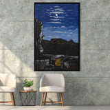 Niko Pirosmani Canvas Wall Art, Arsenali Mountain At Night, Niko Pirosmani Painting,Framed Wall Art Decor, Floating Frame