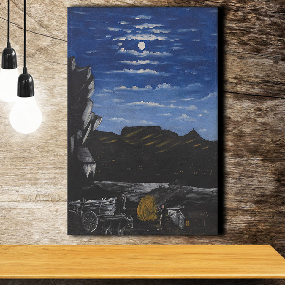 Niko Pirosmani Canvas Wall Art, Arsenali Mountain At Night, Niko Pirosmani Painting, Canvas Painting, Canvas Print Wall Art Decor