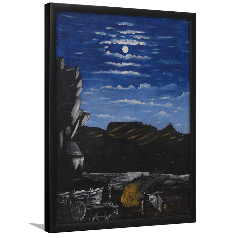 Niko Pirosmani Wall Art, Arsenali Mountain At Night, Niko Pirosmani Painting,Framed Art Prints Wall Decor, Picture Framed