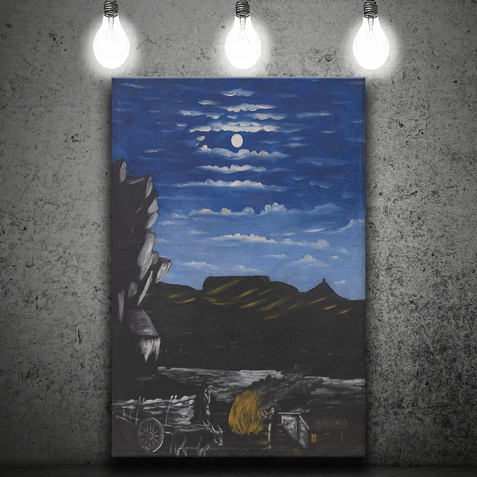 Niko Pirosmani Canvas Wall Art, Arsenali Mountain At Night, Niko Pirosmani Painting, Canvas Painting, Canvas Print Wall Art Decor