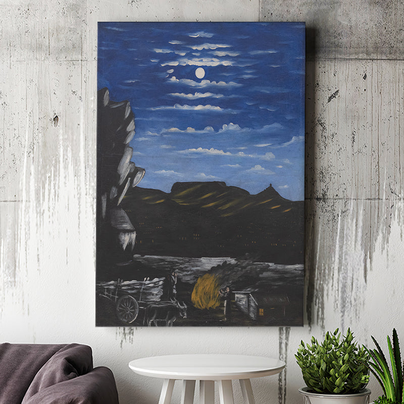 Niko Pirosmani Canvas Wall Art, Arsenali Mountain At Night, Niko Pirosmani Painting, Canvas Painting, Canvas Print Wall Art Decor