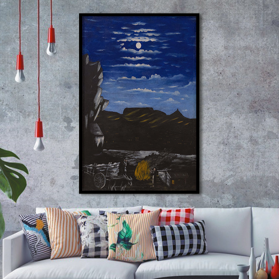 Niko Pirosmani Wall Art, Arsenali Mountain At Night, Niko Pirosmani Painting,Framed Art Prints Wall Decor, Picture Framed