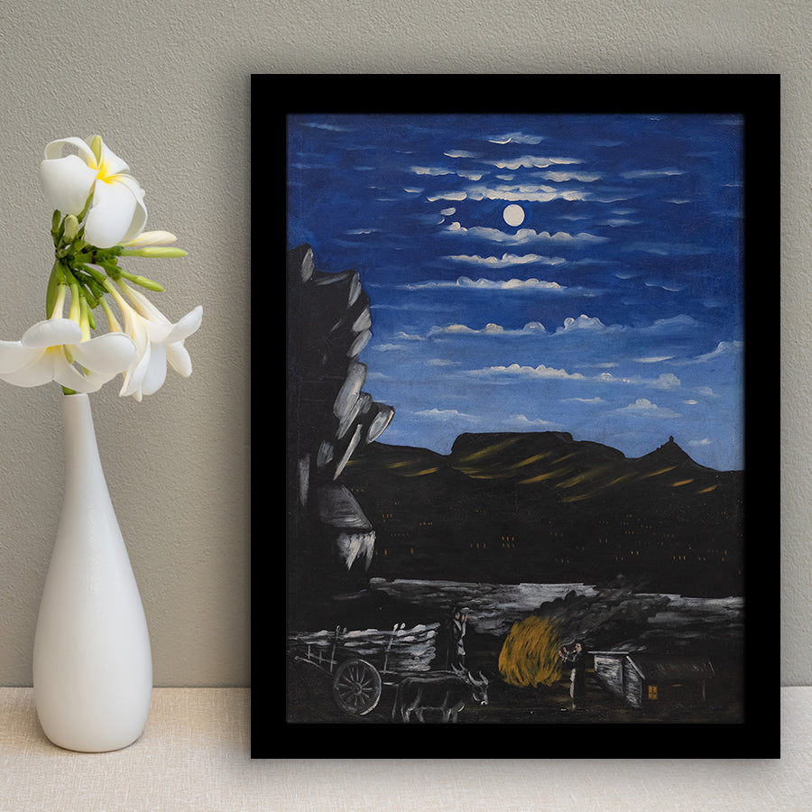 Niko Pirosmani Wall Art, Arsenali Mountain At Night, Niko Pirosmani Painting,Framed Art Prints Wall Decor, Picture Framed