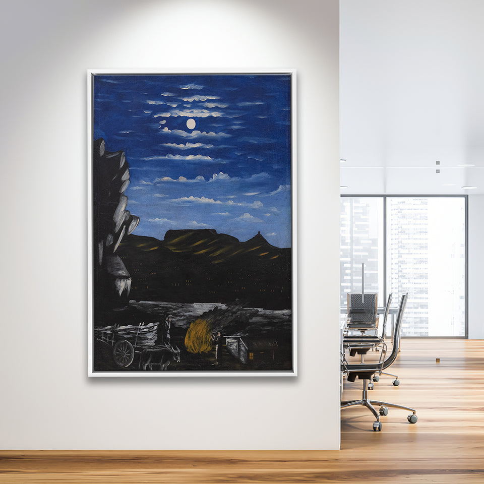 Niko Pirosmani Canvas Wall Art, Arsenali Mountain At Night, Niko Pirosmani Painting,Framed Wall Art Decor, Floating Frame