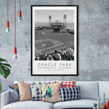 Oracle Park San Francisco Giants, Stadium Print For Baseball Lovers, Black And White, Framed Art Print Wall Decor
