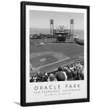 Oracle Park San Francisco Giants, Stadium Print For Baseball Lovers, Black And White, Framed Art Print Wall Decor