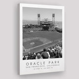 Oracle Park San Francisco Giants, Stadium Print For Baseball Lovers, Black And White, Canvas Print Wall Art