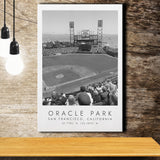 Oracle Park San Francisco Giants, Stadium Print For Baseball Lovers, Black And White, Canvas Print Wall Art