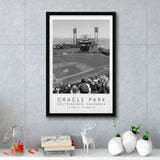 Oracle Park San Francisco Giants, Stadium Wall Art For Baseball Lovers, B&W, Floating Framed Canvas Print