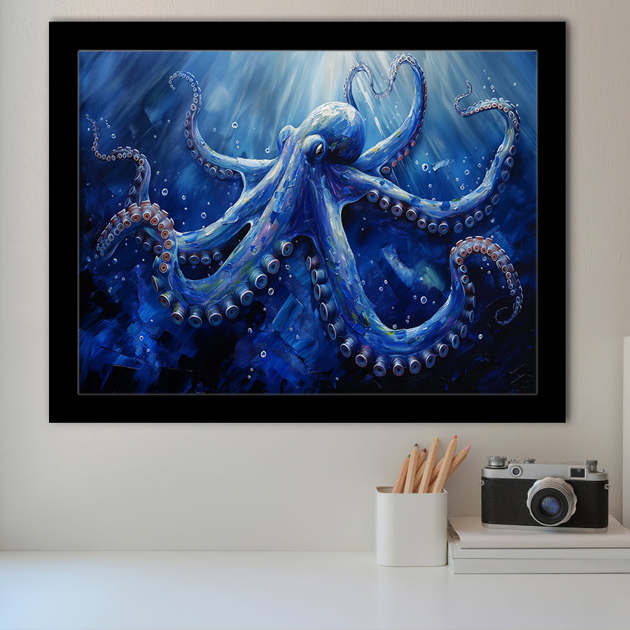 Octopus In The Sea Ocean Acrylic Painting Blue, Painting Art, Framed Art Print Wall Art Home Decor
