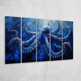 Octopus In The Sea Ocean Acrylic Painting Blue, Extra Large Canvas, Canvas Print Wall Art Decor