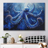 Octopus In The Sea Ocean Acrylic Painting Blue, Art Print, Canvas Print Wall Art Home Decor