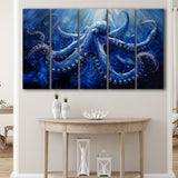 Octopus In The Sea Ocean Acrylic Painting Blue, Extra Large Canvas, Canvas Print Wall Art Decor