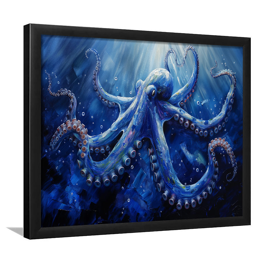Octopus In The Sea Ocean Acrylic Painting Blue, Painting Art, Framed Art Print Wall Art Home Decor