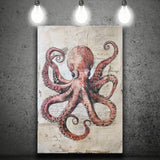 Octopus Portrait Painting old Paper Vintage, Canvas Prints Wall Art Home Decor, Painting Canvas Art
