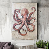 Octopus Portrait Painting old Paper Vintage, Canvas Prints Wall Art Home Decor, Painting Canvas Art
