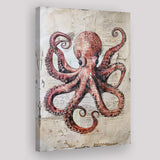 Octopus Portrait Painting old Paper Vintage, Canvas Prints Wall Art Home Decor, Painting Canvas Art