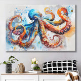 Octopus Watercolor Painting Mixed Color Art, Canvas Print Wall Art Home Decor, Painting Canvas Art Print