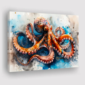 Octopus Watercolor Painting Mixed Color V1, Canvas Painting, Canvas Prints Wall Art Decor