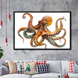 Octopus Watercolor Painting V2, Framed Art Print Wall Decor, Framed Picture