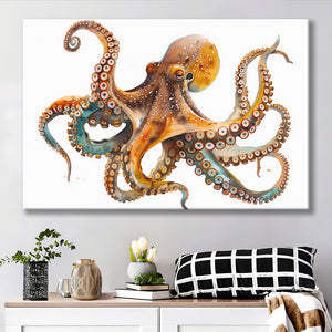 Octopus Watercolor Painting V2, Canvas Painting, Canvas Prints Wall Art Decor
