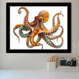 Octopus Watercolor Painting V2, Framed Art Print Wall Decor, Framed Picture