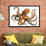 Octopus Watercolor Painting V2, Framed Art Print Wall Decor, Framed Picture