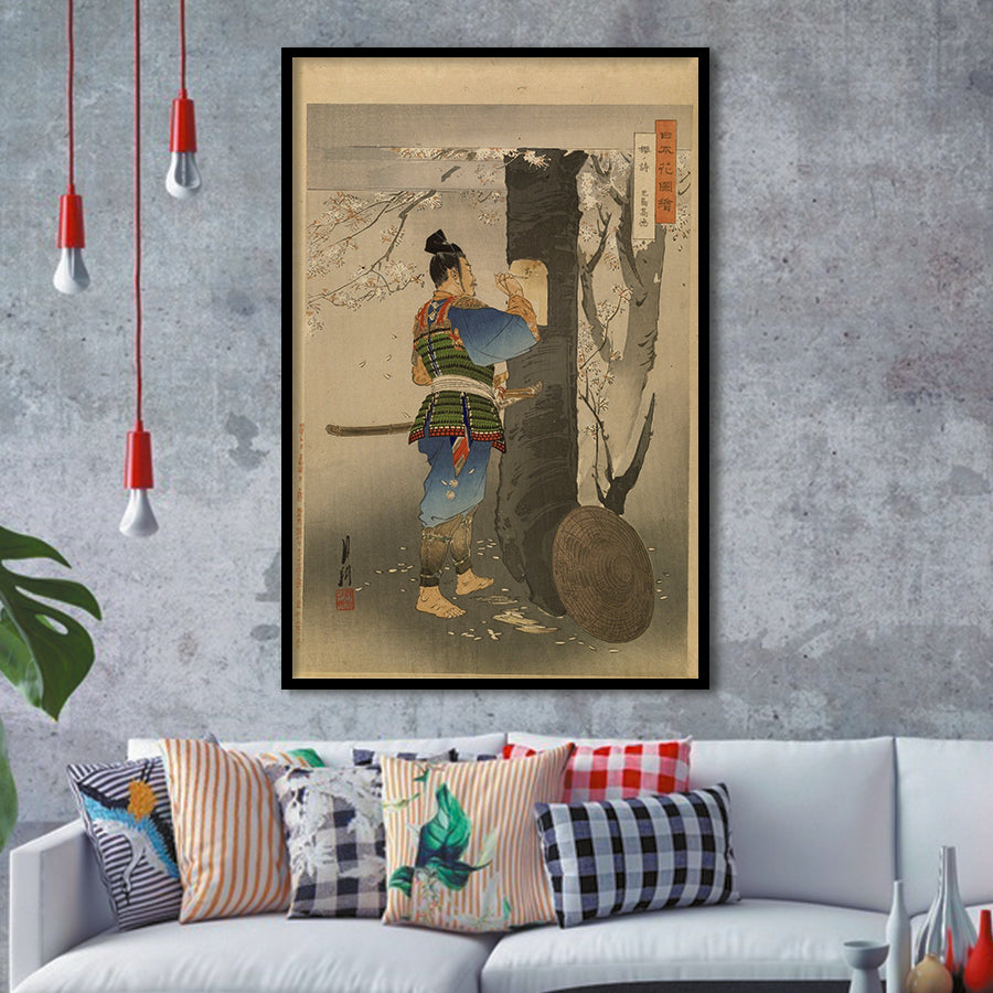 Ogata Gekko Painting Kojima Takanori Writing A Poem On A Cherry Tree,Framed Art Prints Wall Decor, Picture Framed