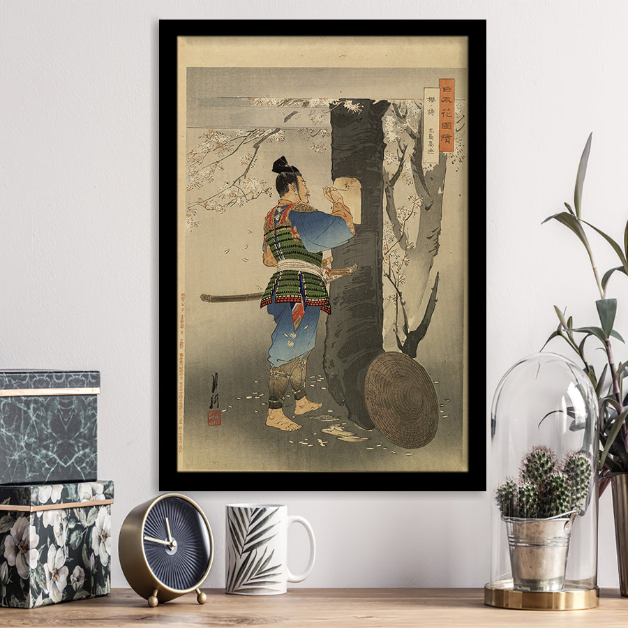 Ogata Gekko Painting Kojima Takanori Writing A Poem On A Cherry Tree,Framed Art Prints Wall Decor, Picture Framed