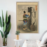 Ogata Gekko Painting Kojima Takanori Writing A Poem On A Cherry Tree,Framed Canvas Prints Wall Art Decor, Floating Frame