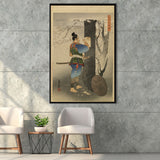 Ogata Gekko Painting Kojima Takanori Writing A Poem On A Cherry Tree,Framed Canvas Prints Wall Art Decor, Floating Frame