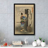 Ogata Gekko Painting Kojima Takanori Writing A Poem On A Cherry Tree,Framed Canvas Prints Wall Art Decor, Floating Frame