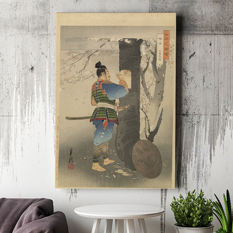 Ogata Gekko Painting Kojima Takanori Writing A Poem On A Cherry Tree, Canvas Painting, Canvas Print Wall Art Decor