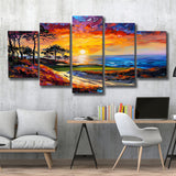 Oil Painting Monterrey Peninsula Country Club Dunes, Golf Art Print, Mixed 5 Panel, Canvas Prints Wall Art